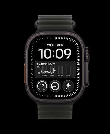 Apple Watch Ultra 4 clock face with heart rate